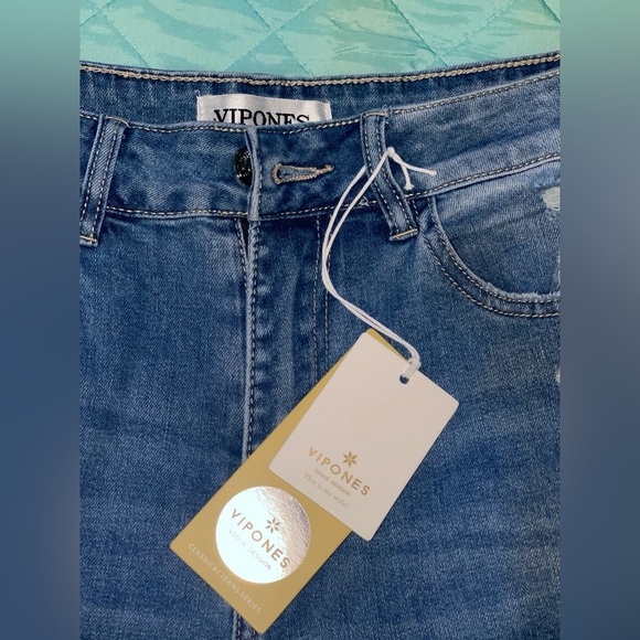 VIPONES High Waisted Ripped Flare Jeans 4R NWT Back To School - Picture 4 of 10